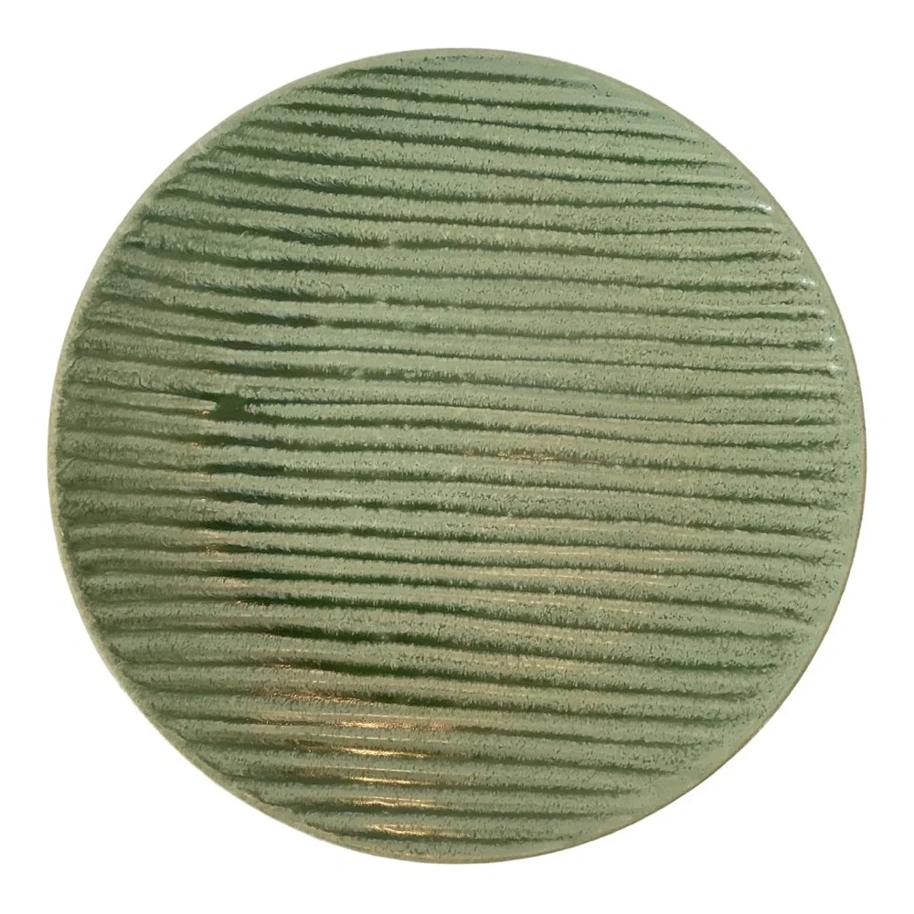 Pier 1 Essentials Stoneware Plate Rippled Green Single Heavy Dinner Plate